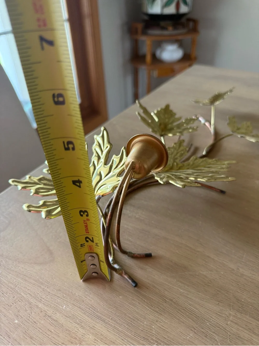 2 VTG HOMCO HOME INTERIOR BRASS COPPER MAPLE LEAF SCONCE CANDLE HOLDERS